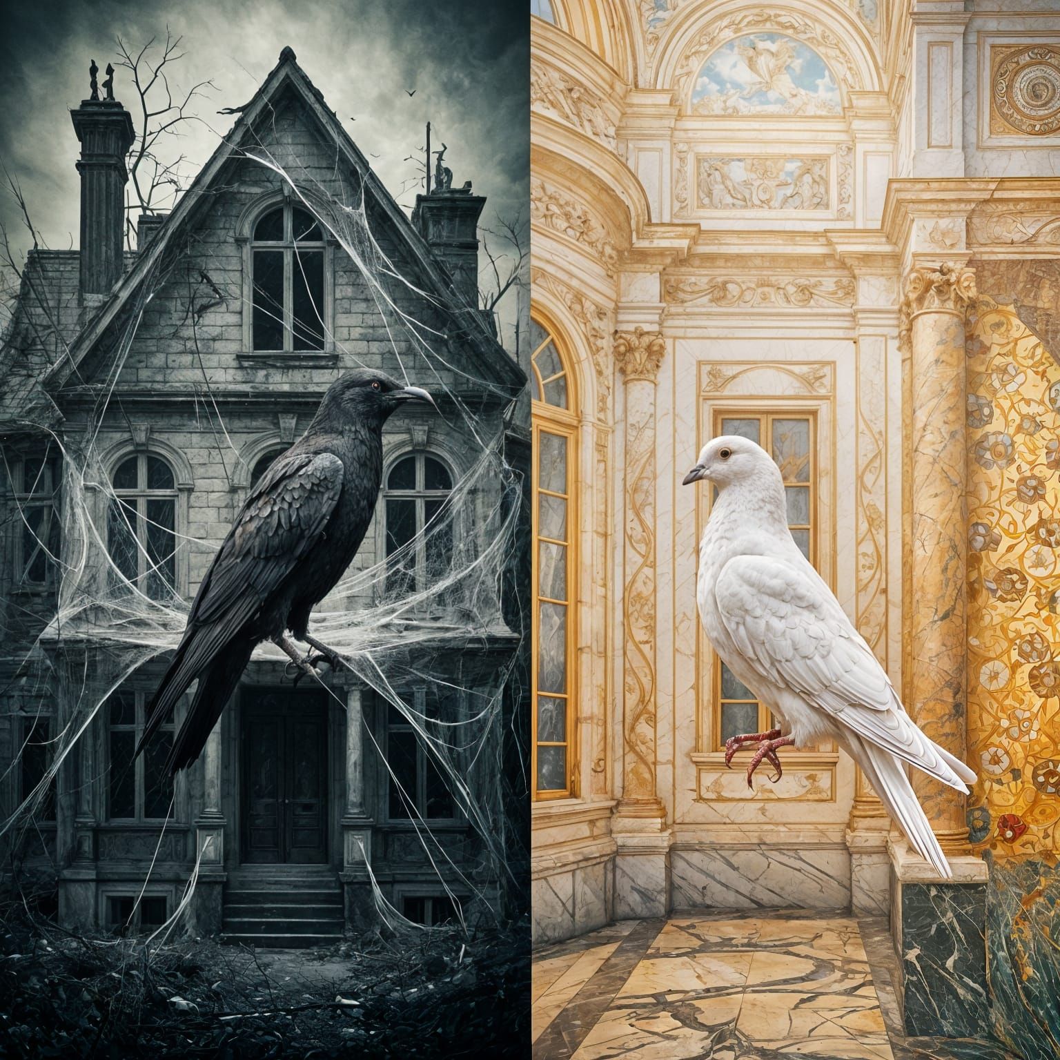 Darkness vs Light: Crow and Palace Imagery