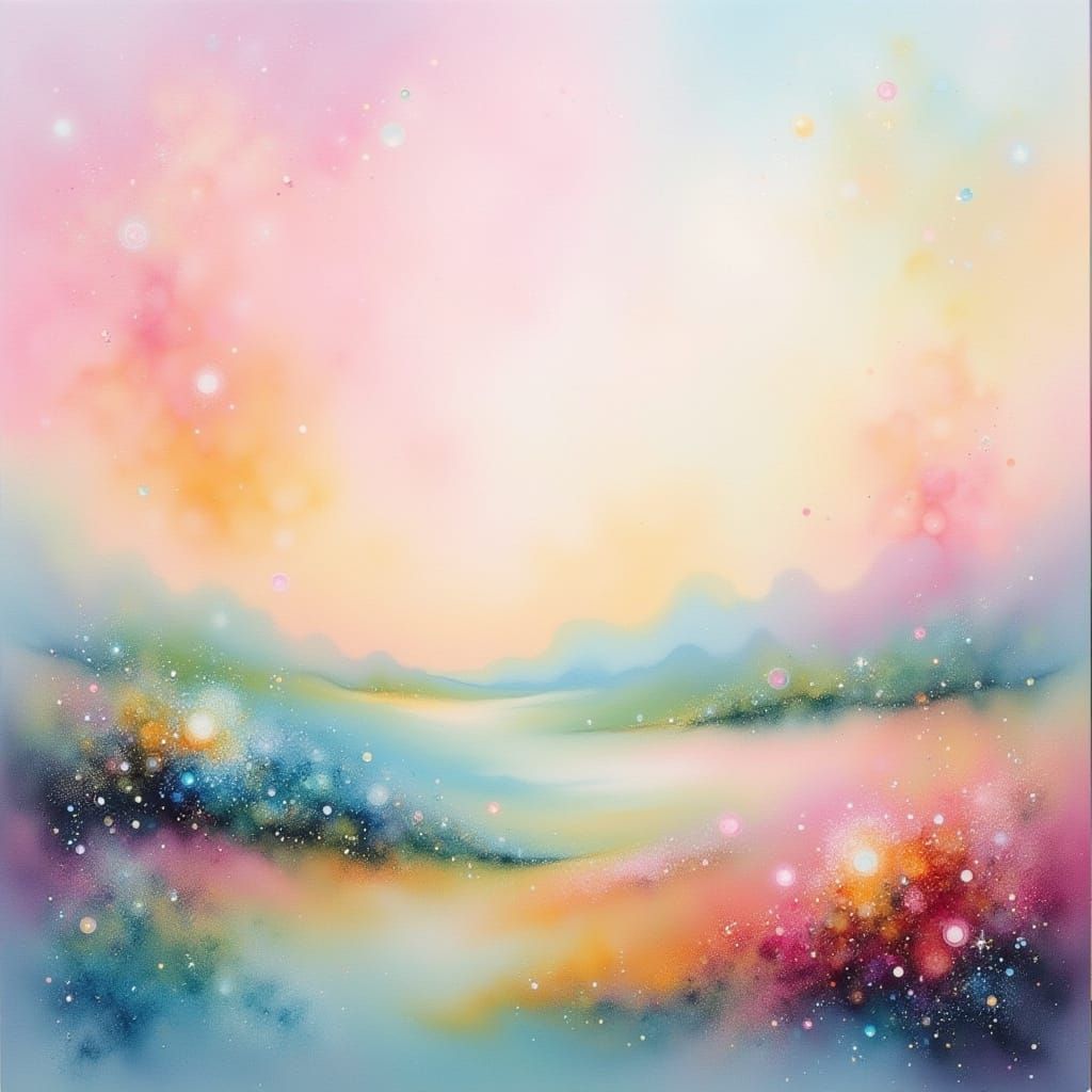 Pastel Fae in Whimsical, Dark Glitch Landscape