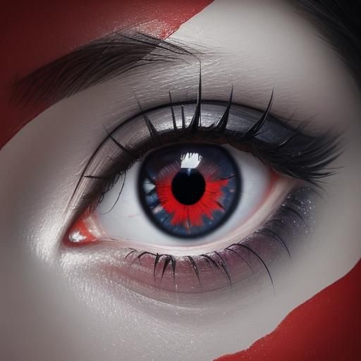 Vampire eye, misty red paint on 2 corners