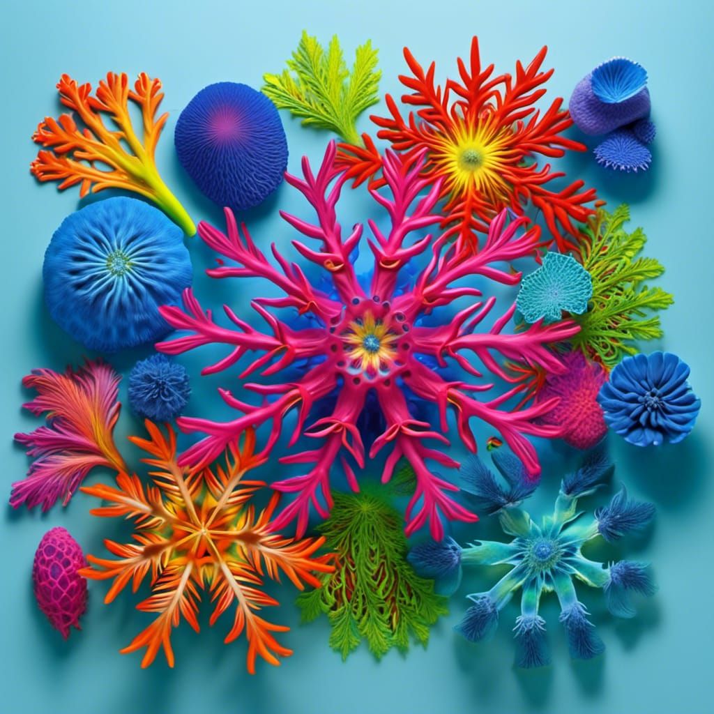 Knolling of Feather Stars in Psychedelic 3D