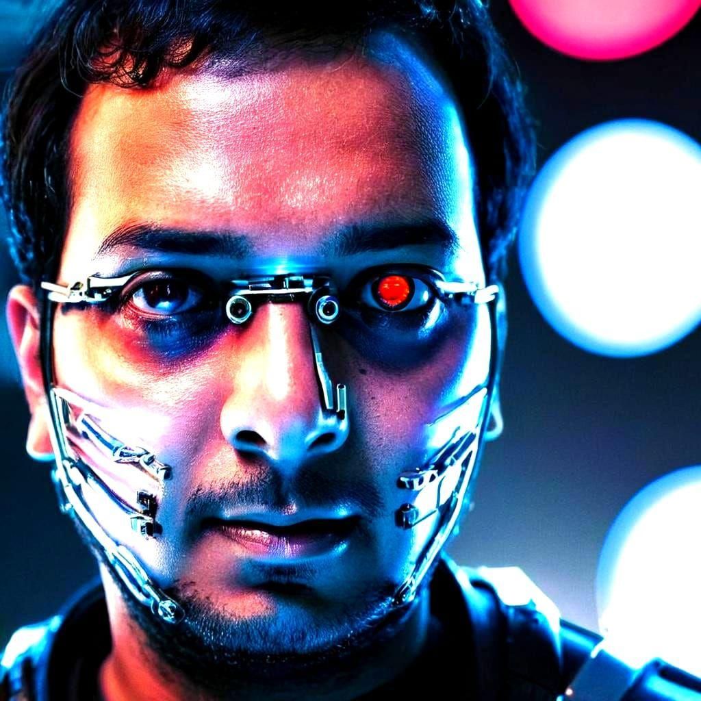 Futuristic Cyborg Portrait in Cinematic Style