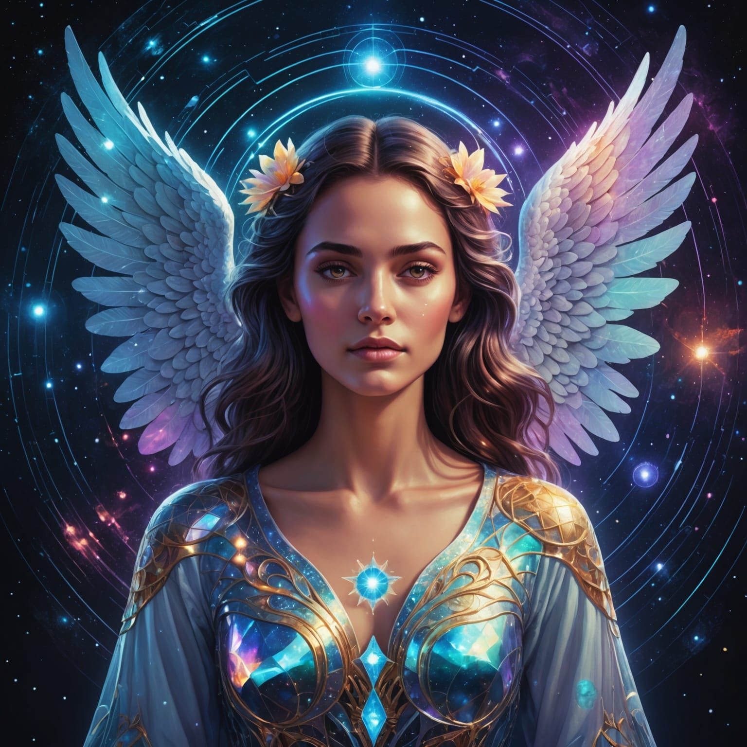 Astral Angel Giving a Massage in Holographic Style