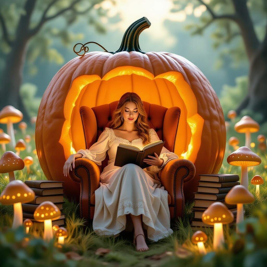 Cozy Reading Nook in Giant Pumpkin Patch