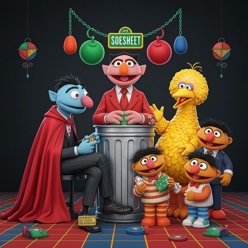 Sesame Street Poker Game in Pop Art Style