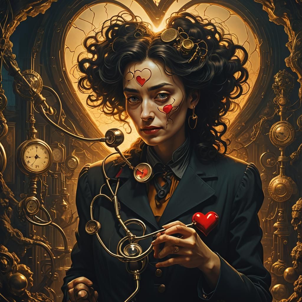 Mystical Heart Silhouette in Dramatic Lighting