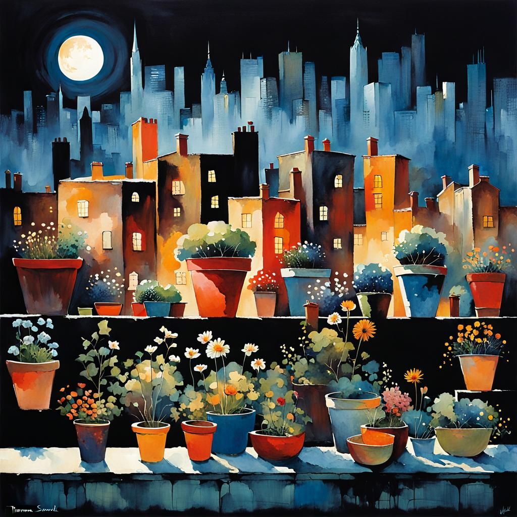 Girl Enjoys Blooming Flowers: Detailed Backyard Scene