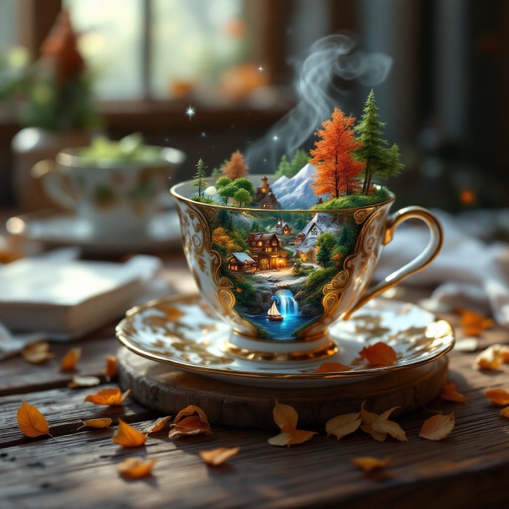 Whimsical Teacup Worlds: Fantasy Concept Art