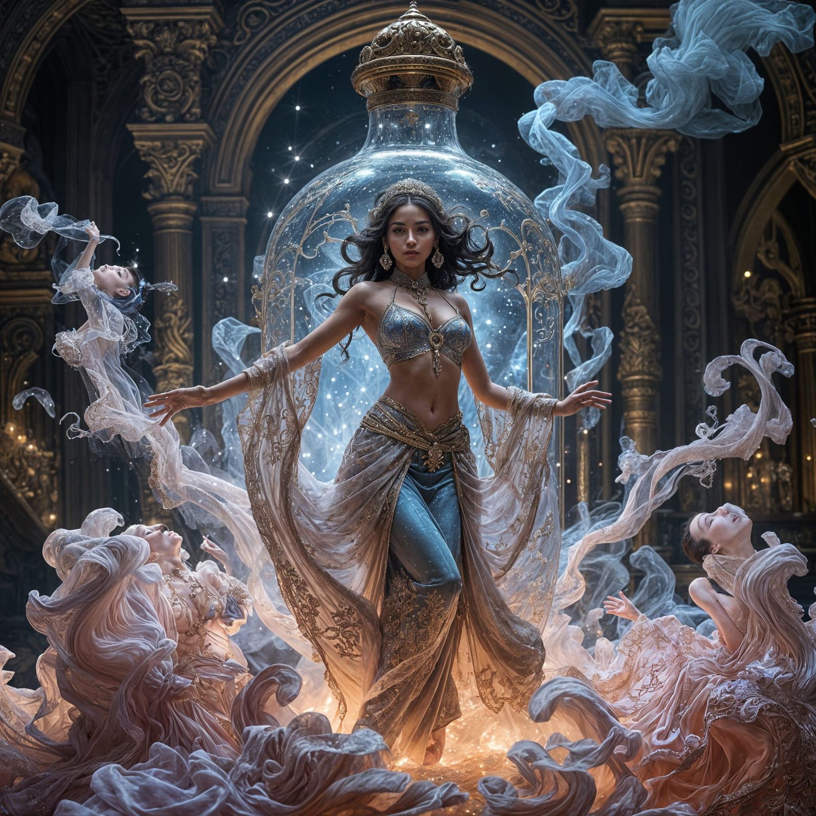 Sultry Genie Unfurls in Ethereal Glory