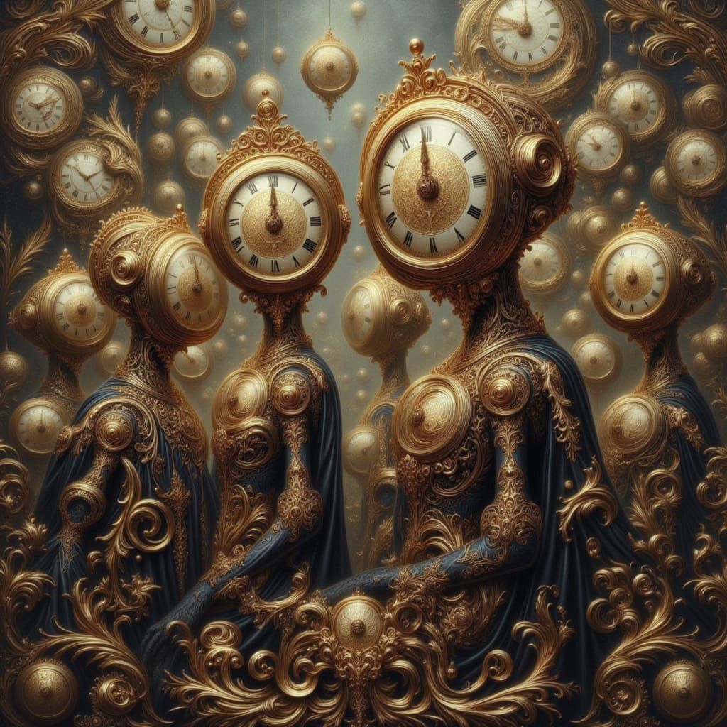 Clockwork City: Silhouettes with Clock Faces