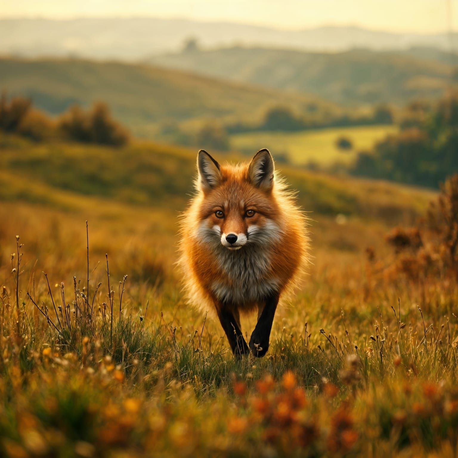 Fox in Cinematic English Countryside Landscape