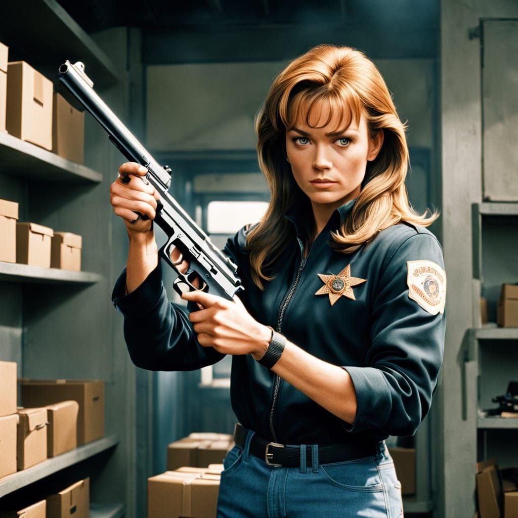 Charlie's Angel in Cyberpunk Style with a Gun