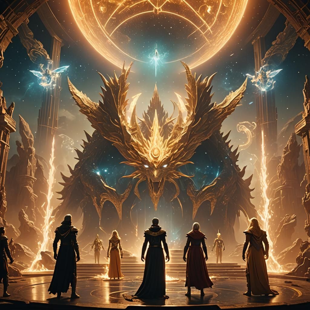 Celestial Beings United in Divine Cosmic Display