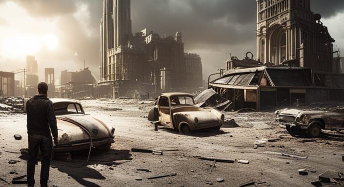 Post-Apocalyptic Paris with Two Moons in 3D Style
