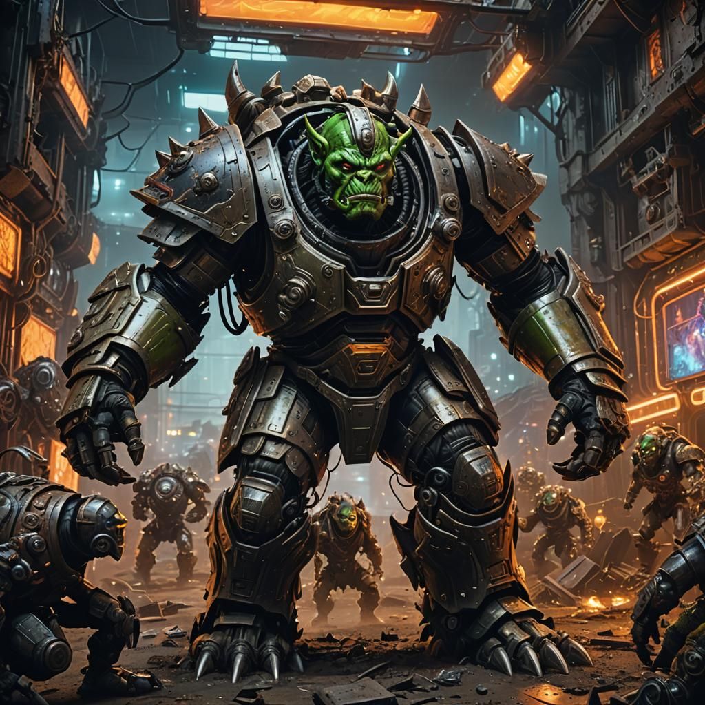 Orc vs Goblin in Dystopian Mech Battle