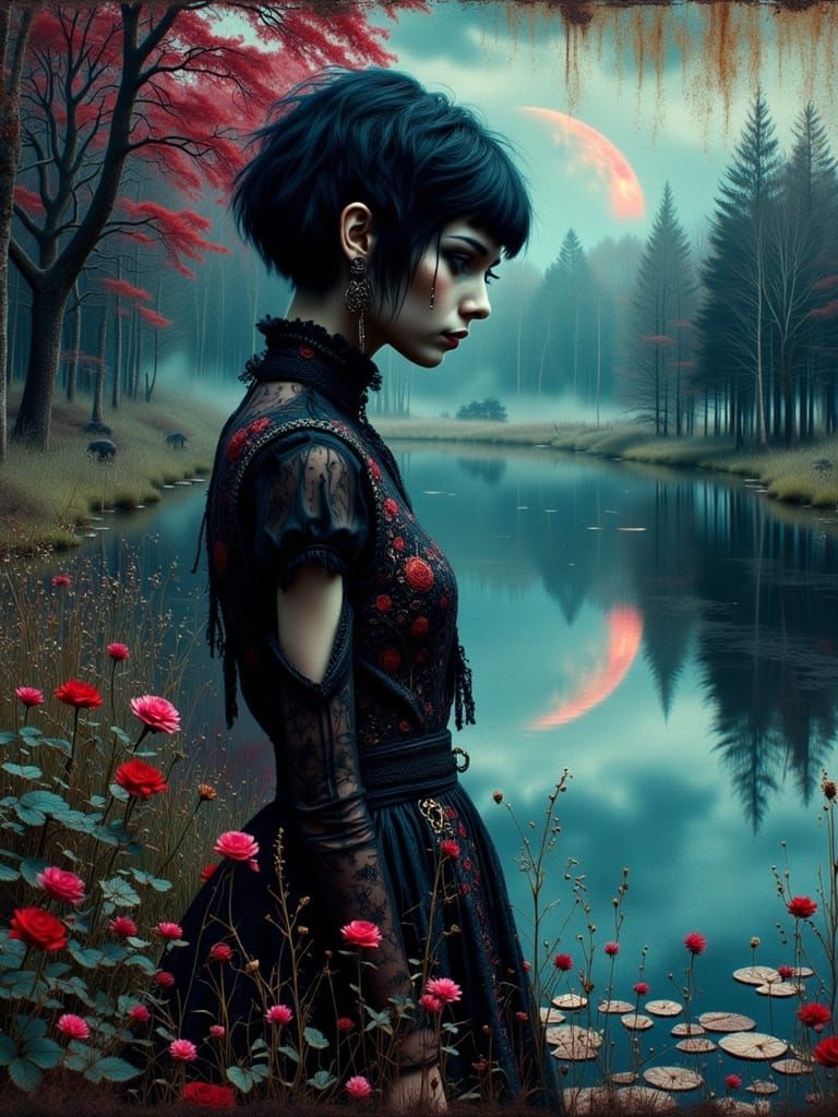 Gothic Woman Portrait with Magical Lighting