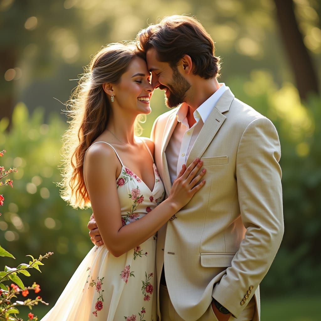 Romantic Couple in Summer Sunlight: Realism Style