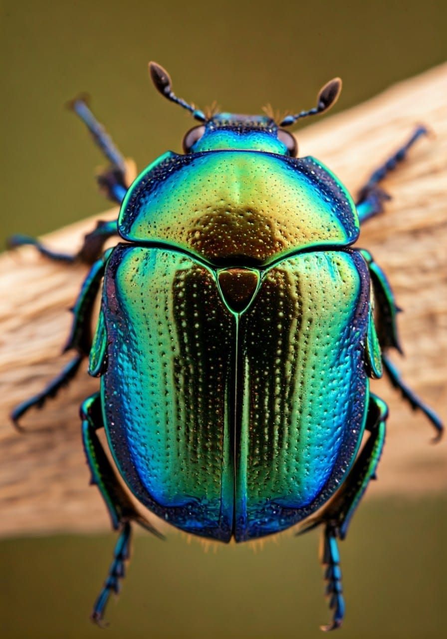 Iridescent Beetle Macro Photography: Shimmering Carapace