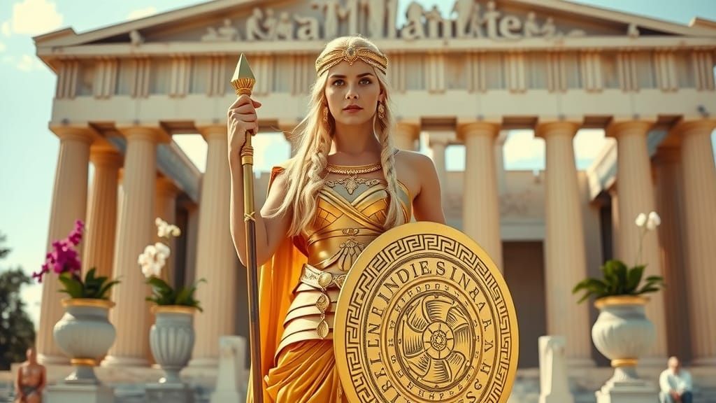 Athena in Golden Armor: Professional Photography