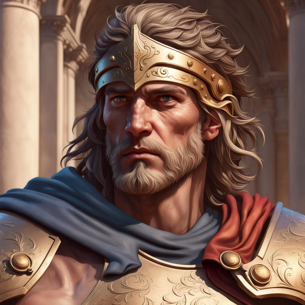 Achilles' Shield: Hyperdetailed Concept Art Portrait