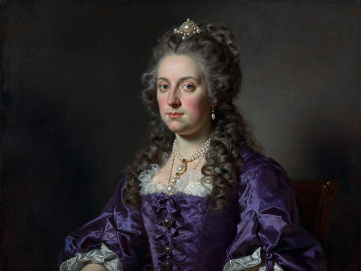 Baroque Queen in Violet Mourning Attire