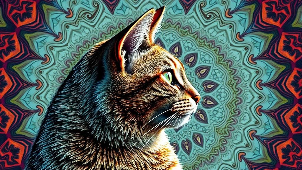Surreal Cat Portrait in Fantasy Escher Style