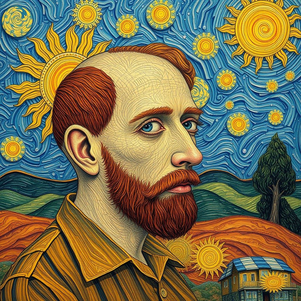 Surrealistic Van Gogh Sunshine Rays in Intricate Detail