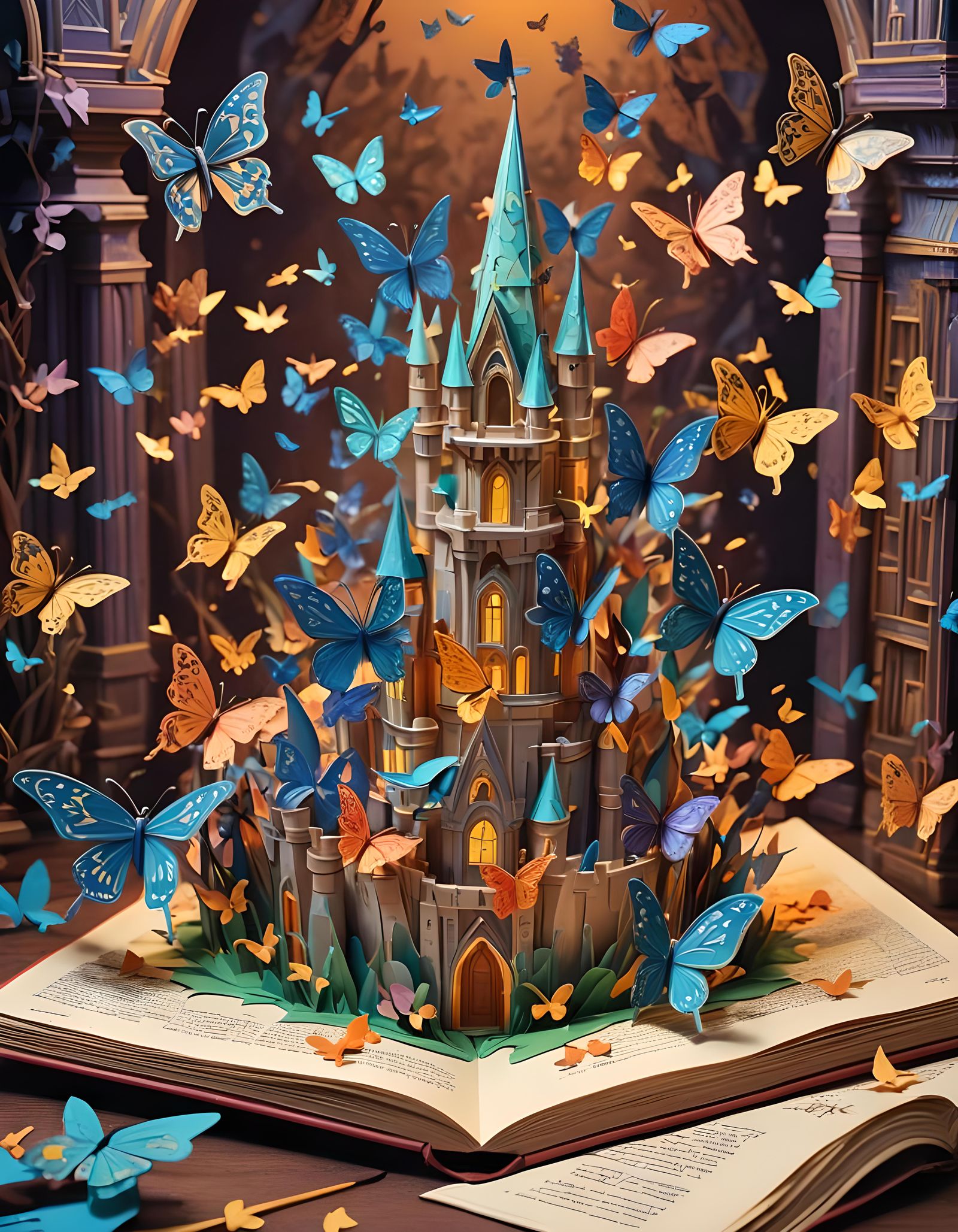 Butterflies Bursting From 3D Papercraft Book