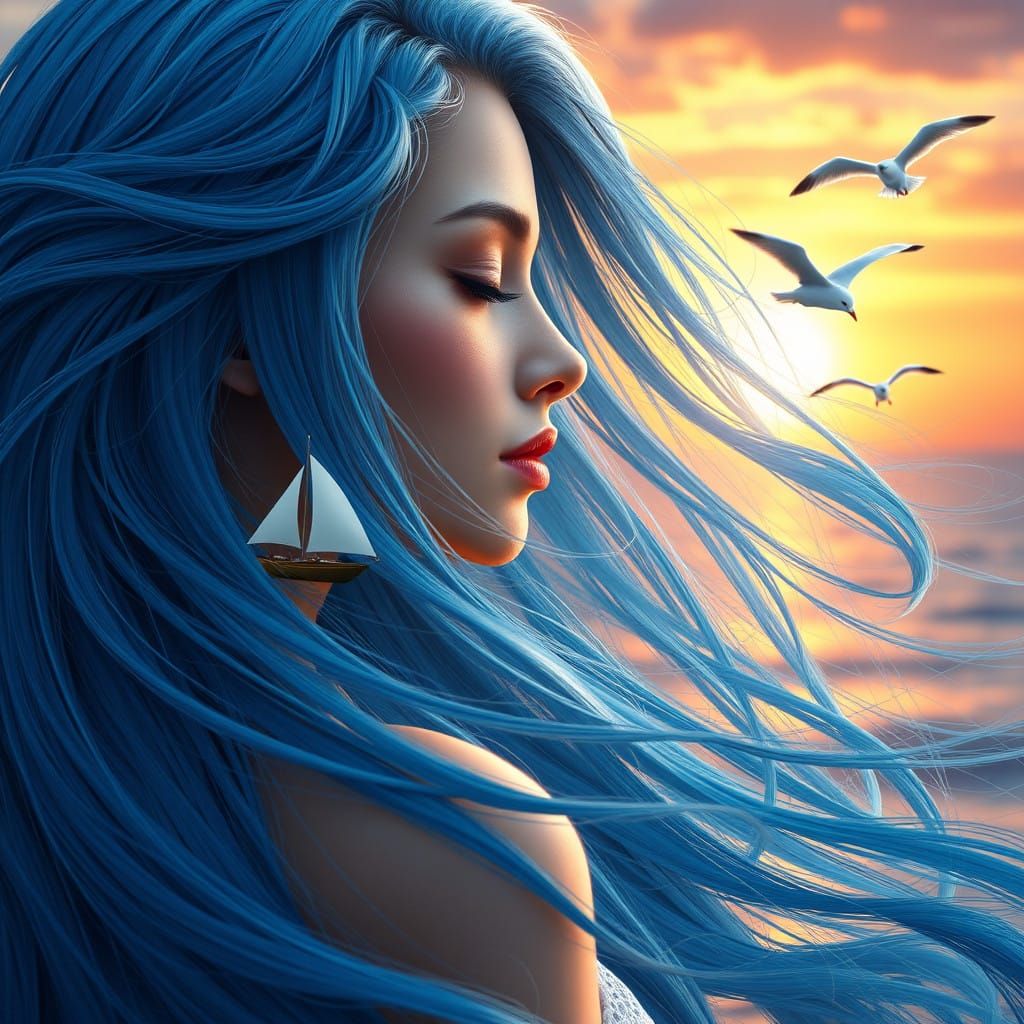 Ethereal Sunset Goddess Whispers to the Sea