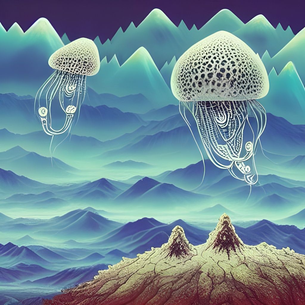 Surreal Mountain Ridge Above Liquid Clouds