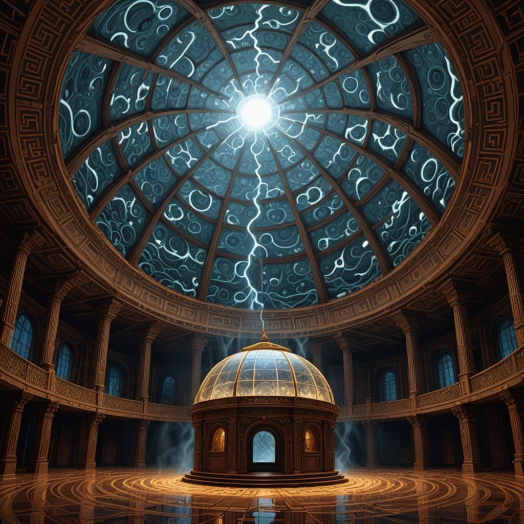 Interior of Cloudsong Echo Chamber with Abstract Fractals