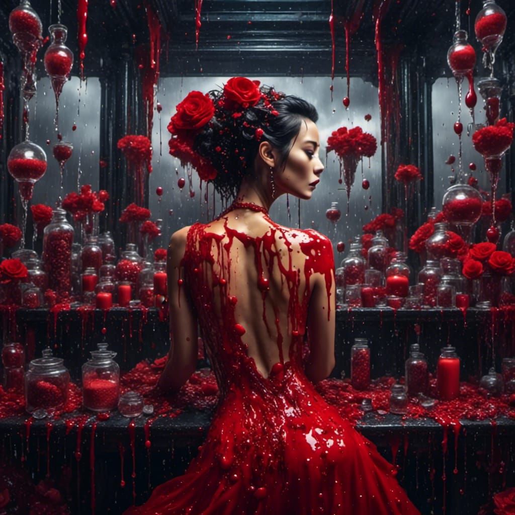 Asian Android with Red Water Effect