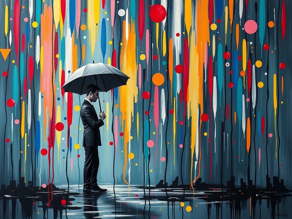 Abstract Rain: Multicolored Drops in Fine Detail