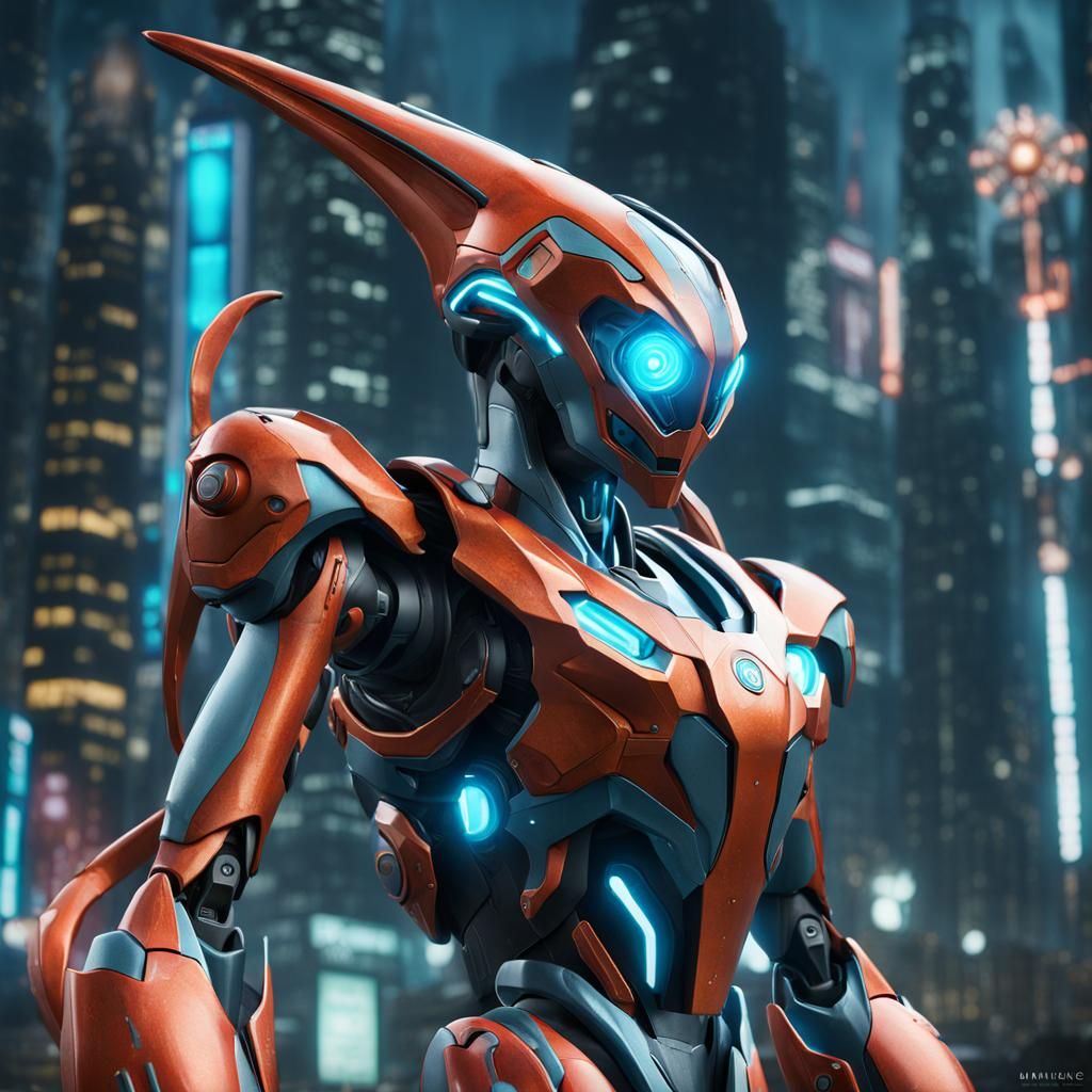Hyper-Realistic Mecha Deoxys: Detailed Matte Painting