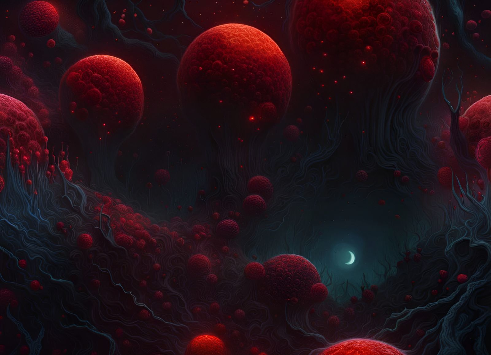 Devilish Nebula in Beksinski Horror Style