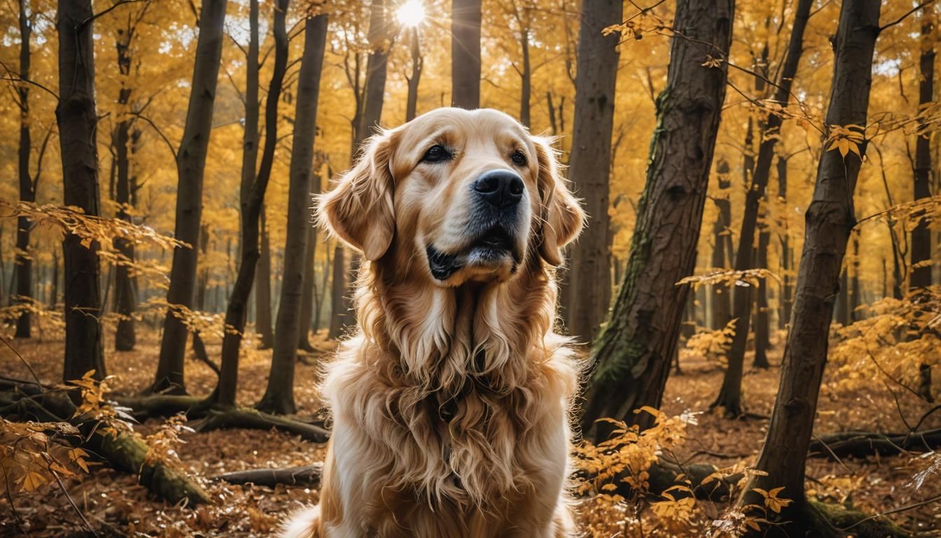 Mystical Golden Retriever in Enchanted Forest