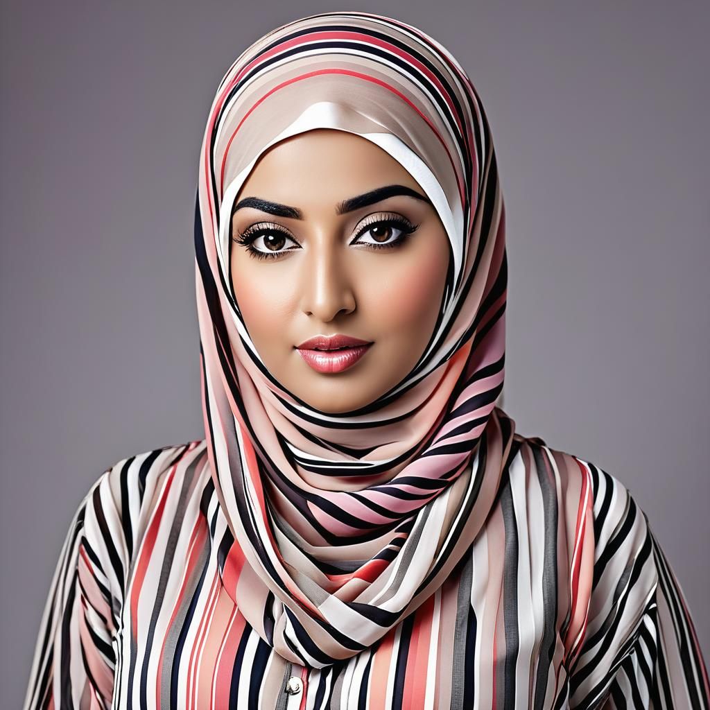 Portait of a Hijabi Woman in Striped Blouse