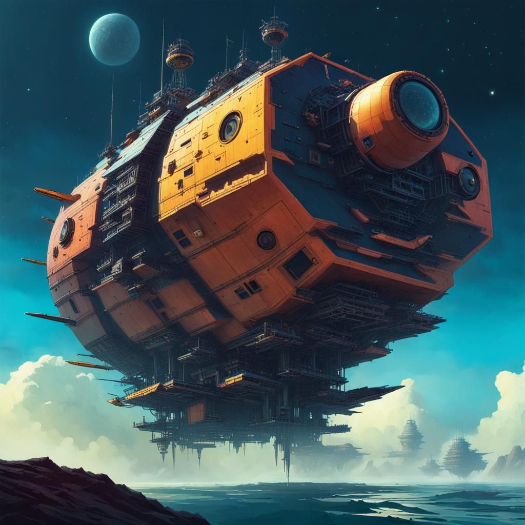 Futuristic Space Galleon in Sci-Fi Style