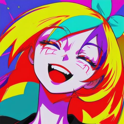 Anime Girl Pop Art Collage in Studio Trigger Style