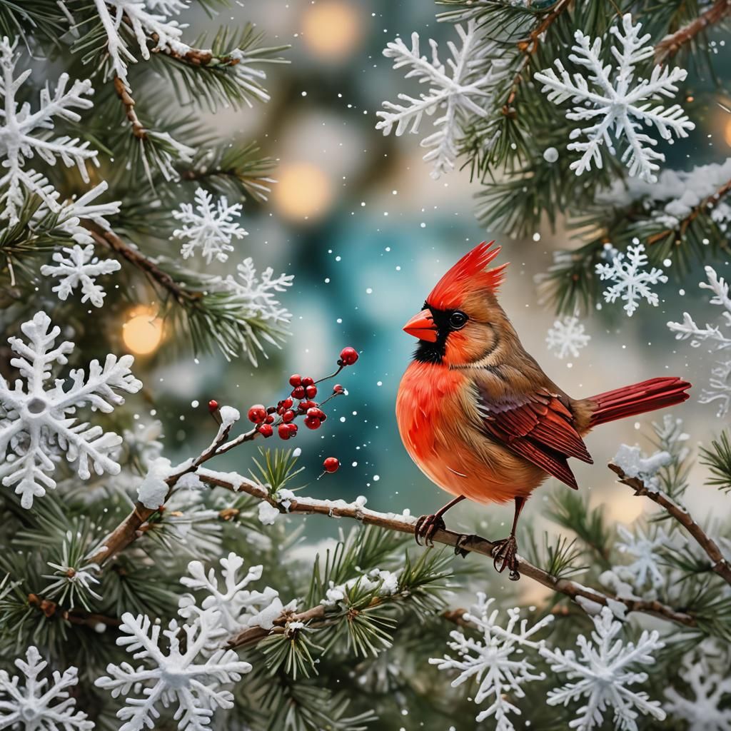 Surreal Cardinal Bird in Whimsical Wood Sculpture Art