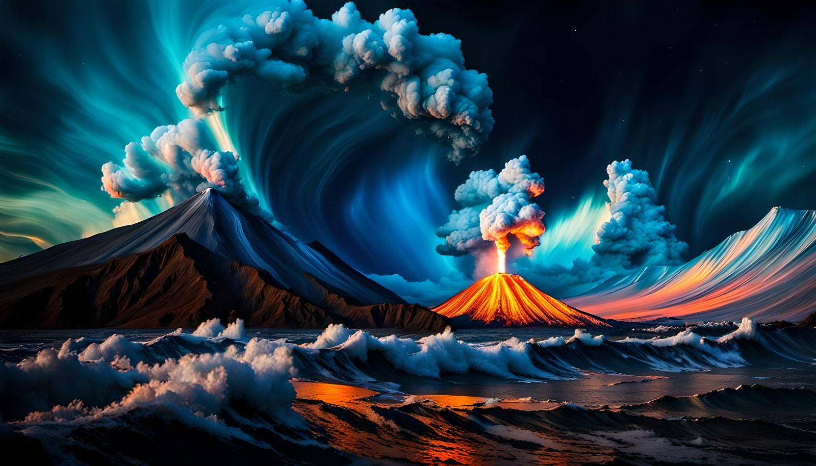 NASA False Color Satellite Landscape in Impasto Style