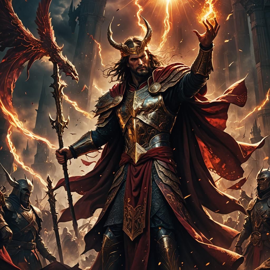 Victorious Prophet Over Defeated World: Fantasy Art