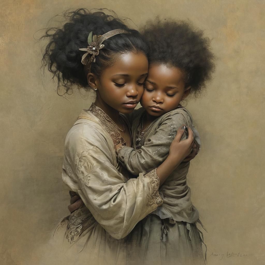 Sister Comforts Brother: Visionary Art Illustration