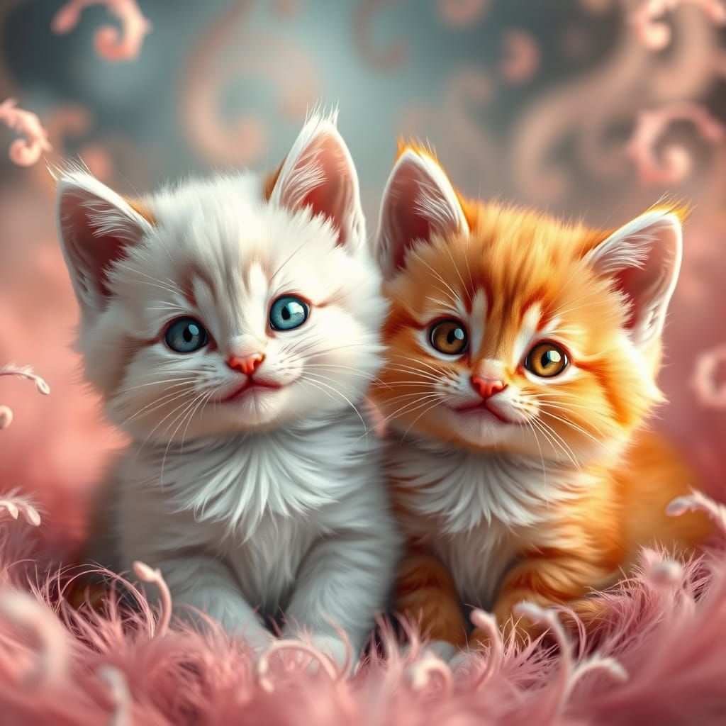 Whimsical Kittens in Dreamlike World