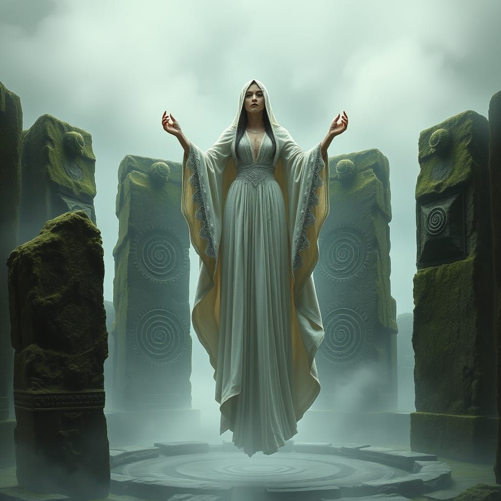 Ancient High Priestess Hovers over Mysterious Megaliths
