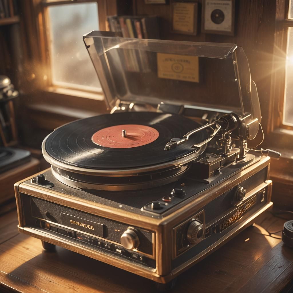 Vintage Record Player in Sunlight: Digital Matte Painting