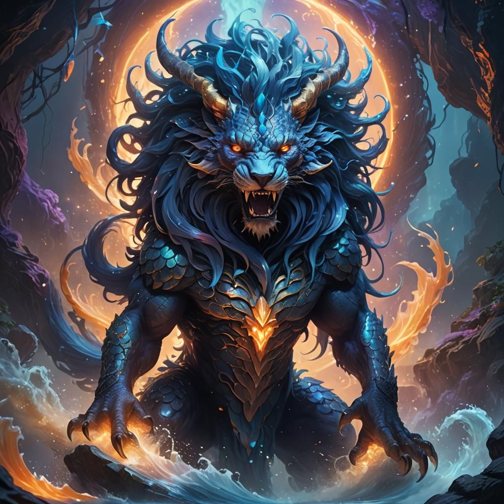 Mystical Scaled Beast Emerges in Fantasy Realism