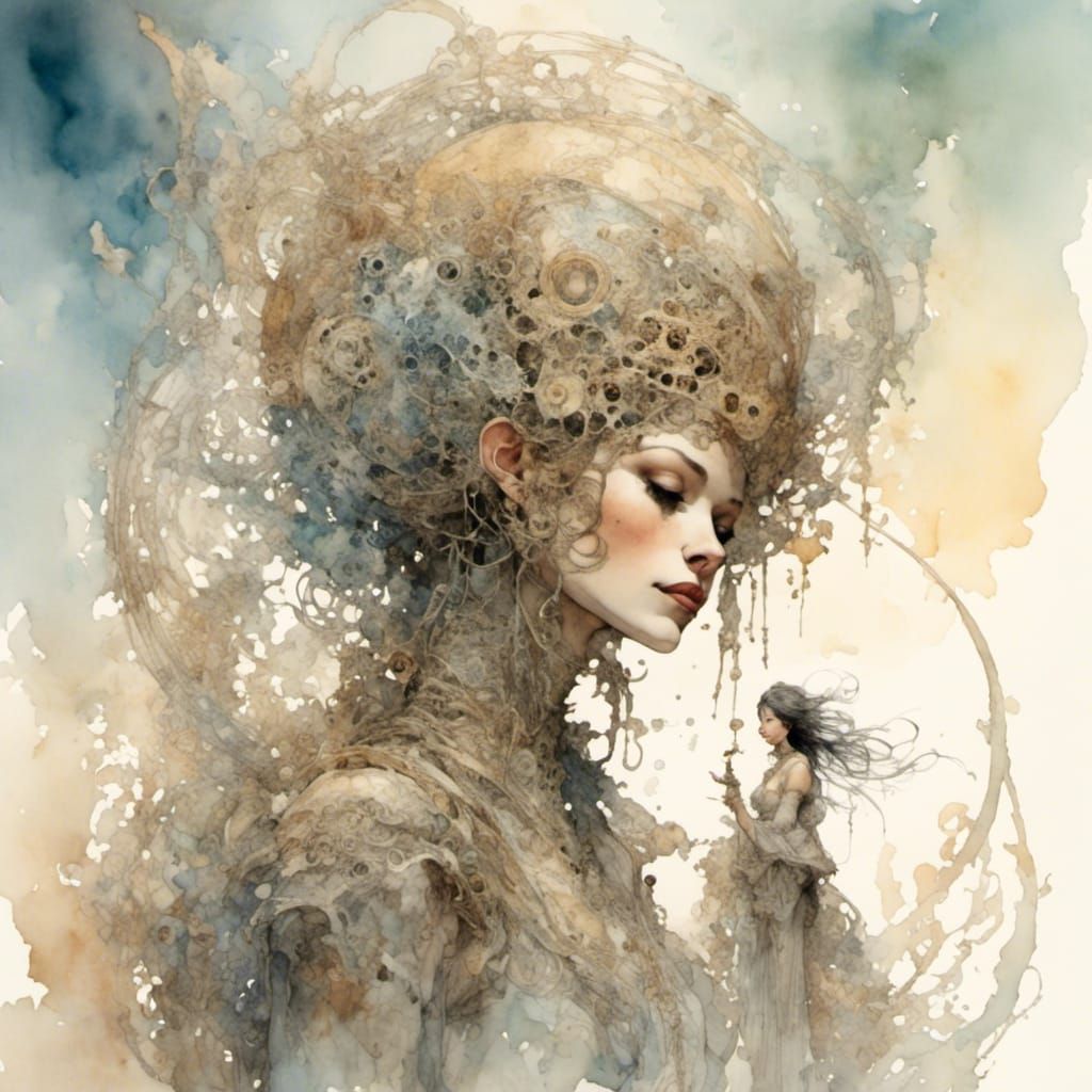 Abstract Watercolor Painting of Connection