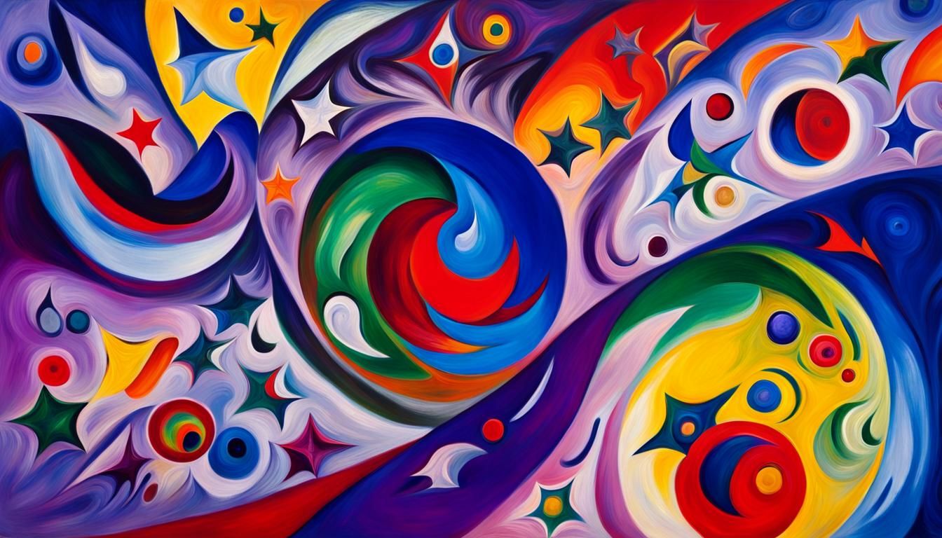 Spinning Stars in Iridescent Maelstrom: Abstract Impasto Art