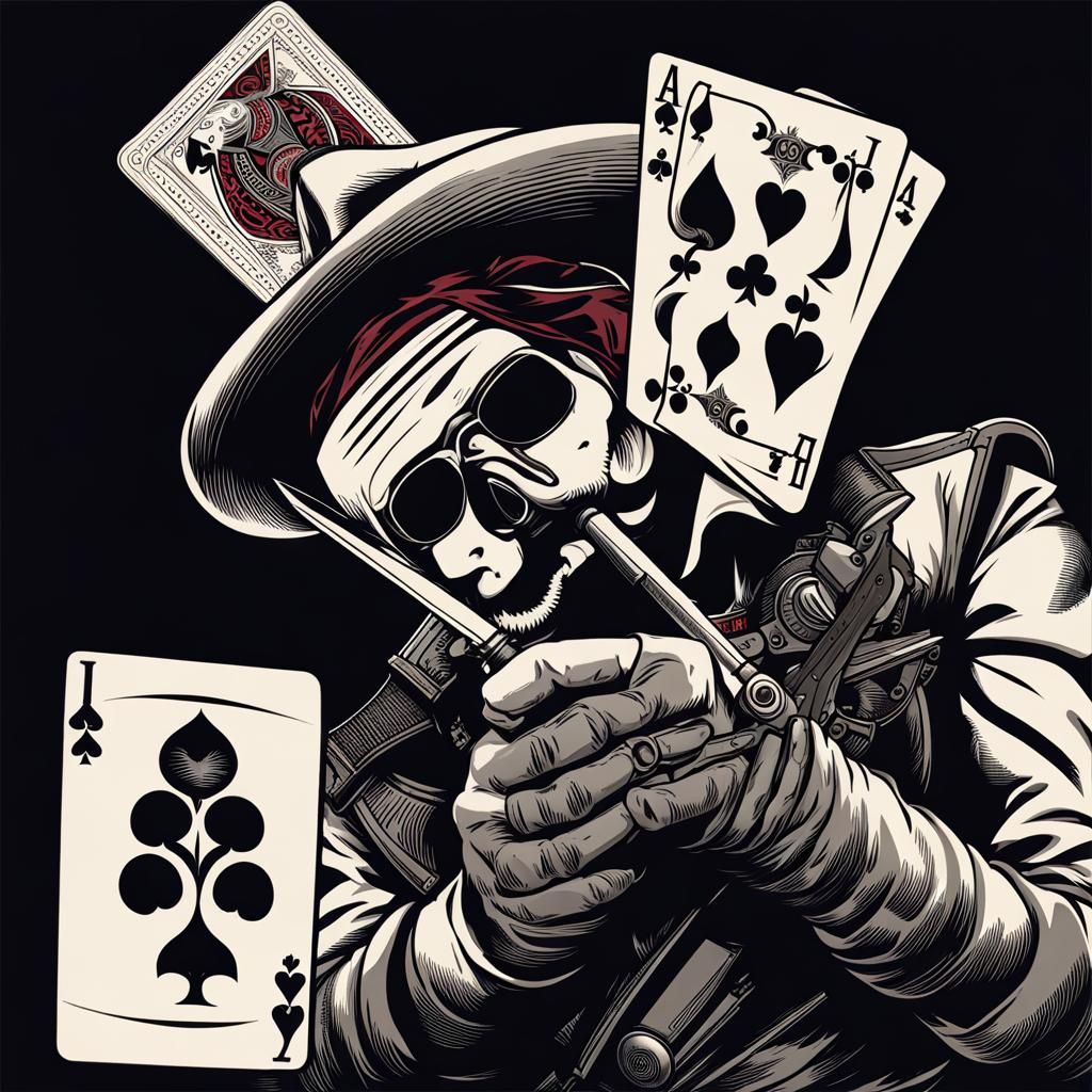 Jack of Cards Armed with Knife and Pistol