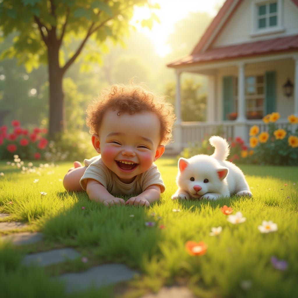 Whimsical Morning Joy in Lush Suburban Paradise